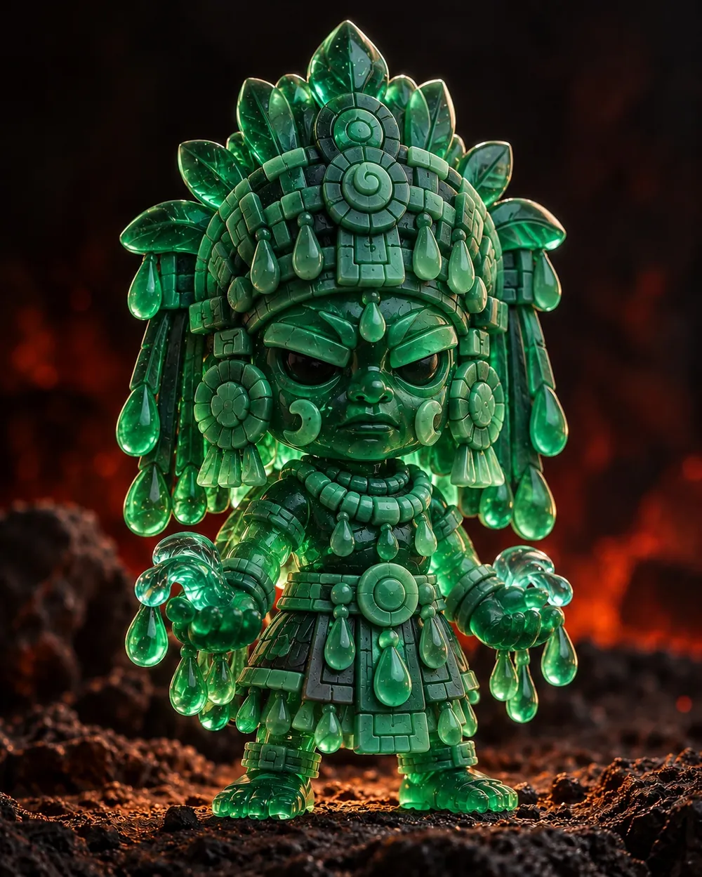 Figura de Chalchiuhtlicue en resina jade