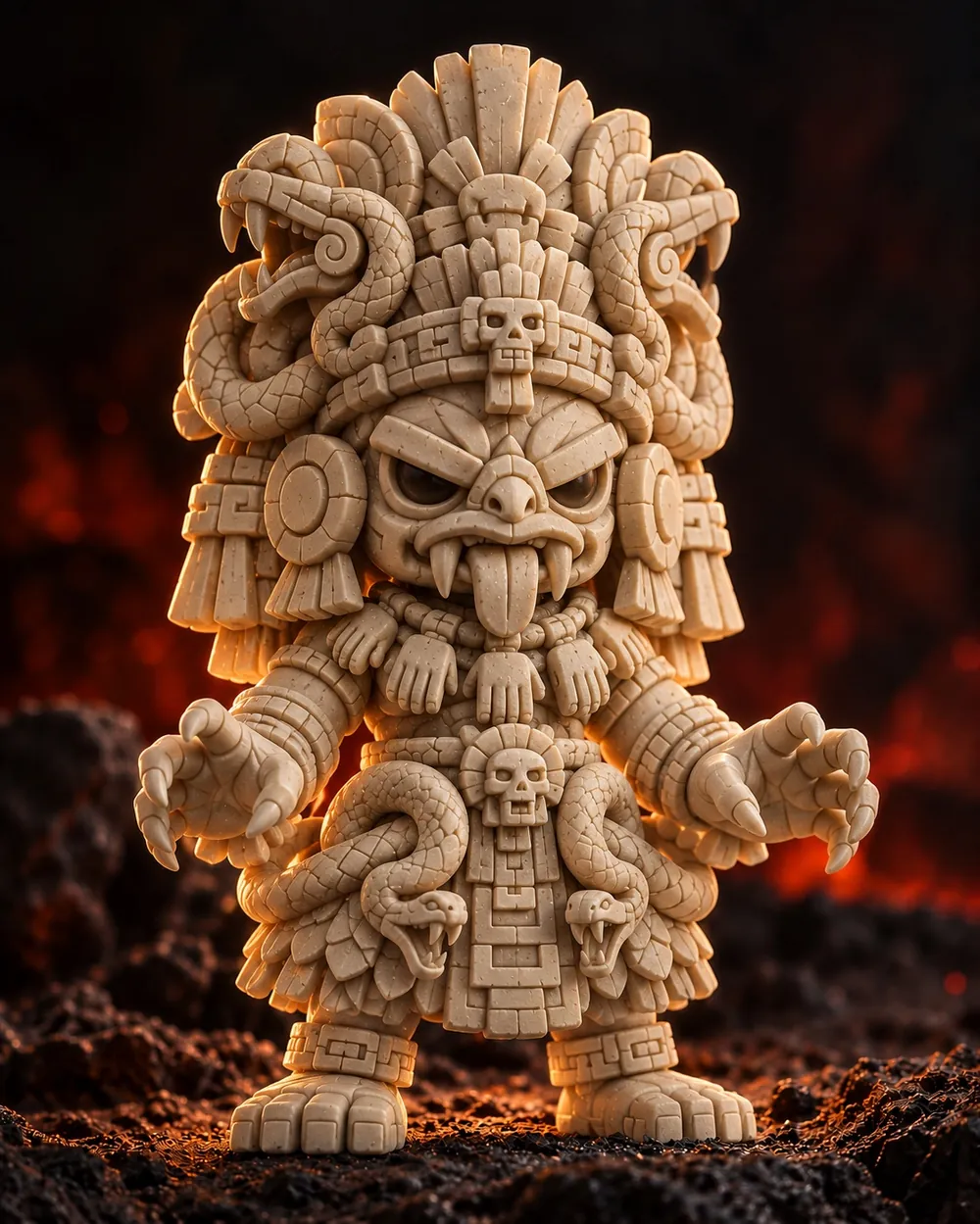 Figura de Coatlicue en piedra ceniza