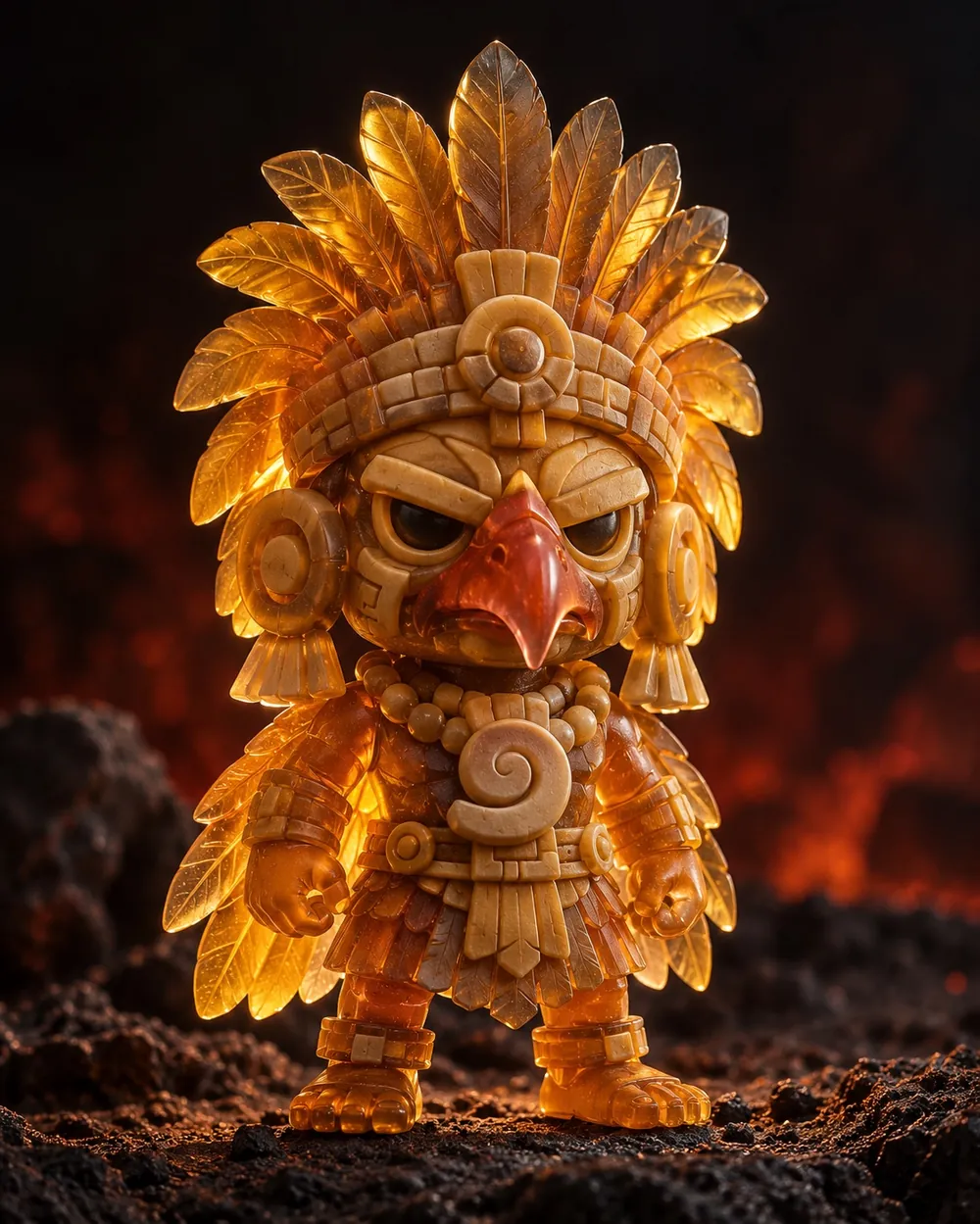 Figura de Ehécatl en resina ámbar